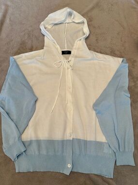 FME- Hooded Button-Front Top/Cardigan NWOT
